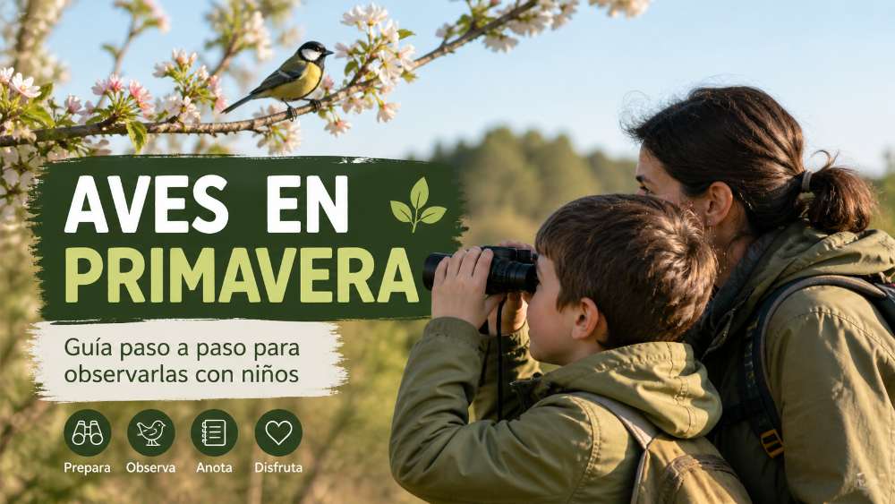 observar aves con niños en primavera